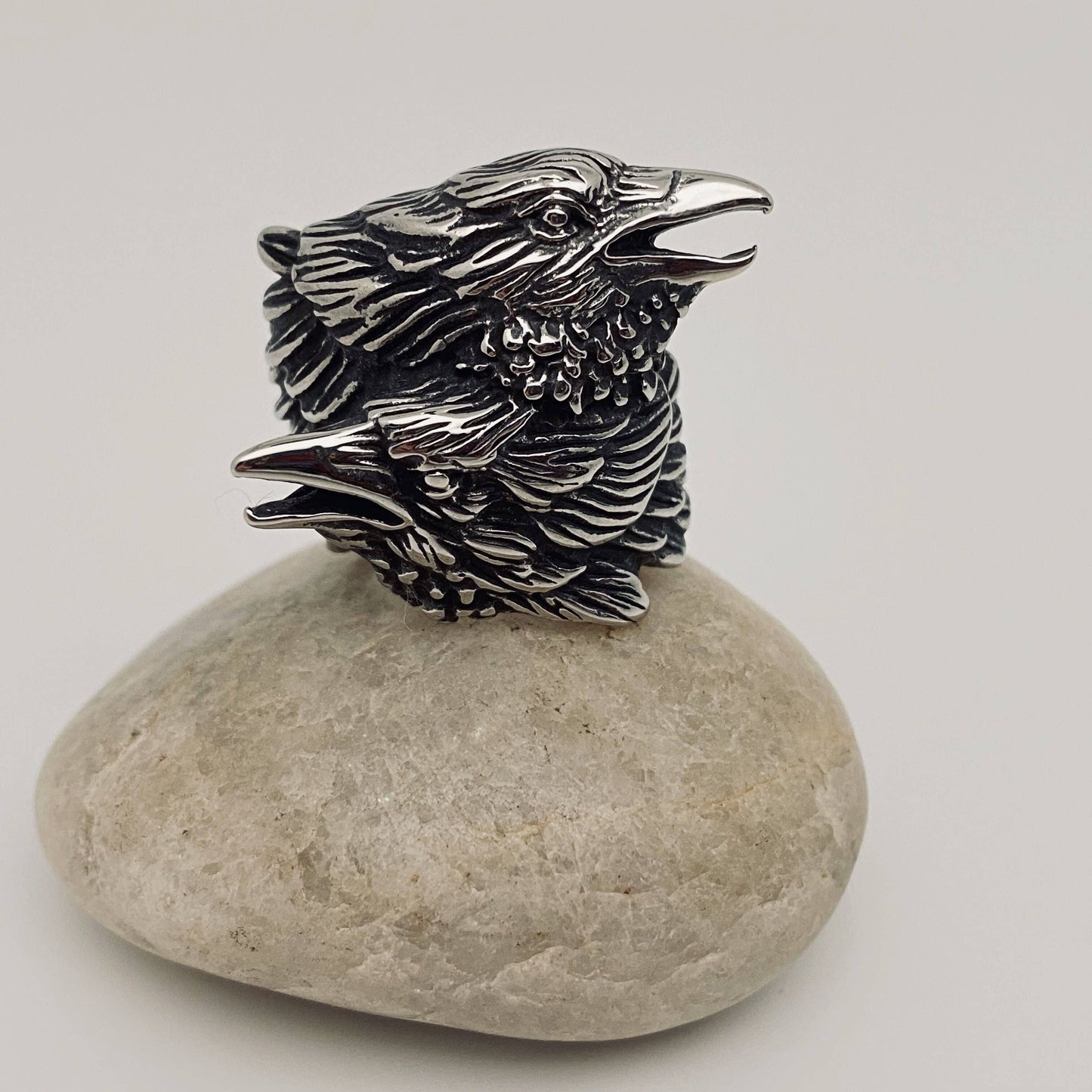 Stainless Steel Double Crow Head Ring - MJ/MR
