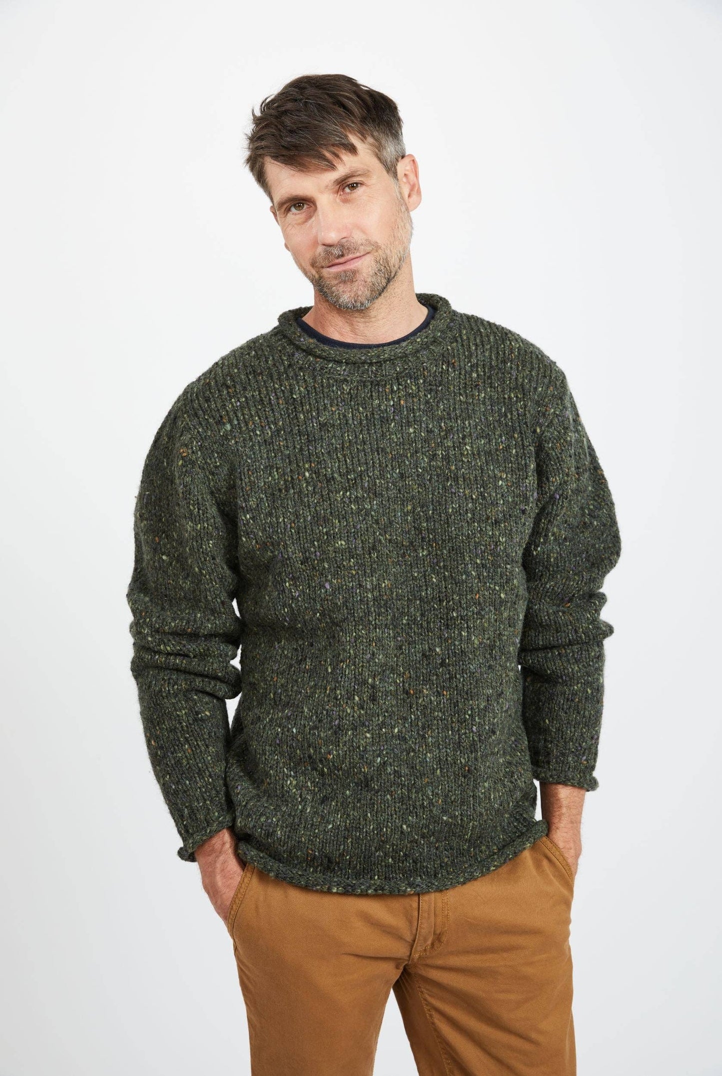 Raheen Tweed Roll Neck Men's Sweater