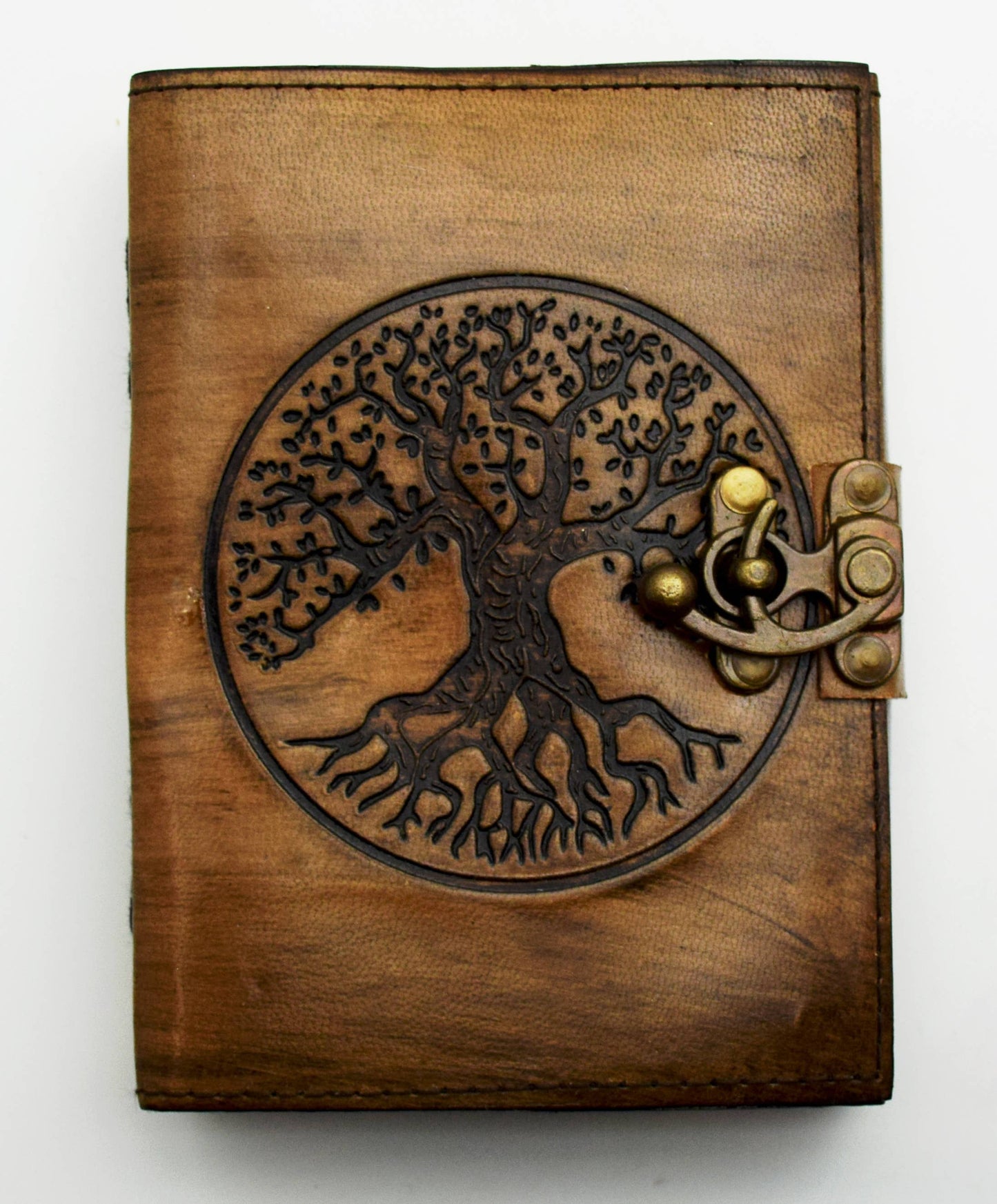 Tree of Life in a Circle Leather Embossed Journal 5 x 7 inches