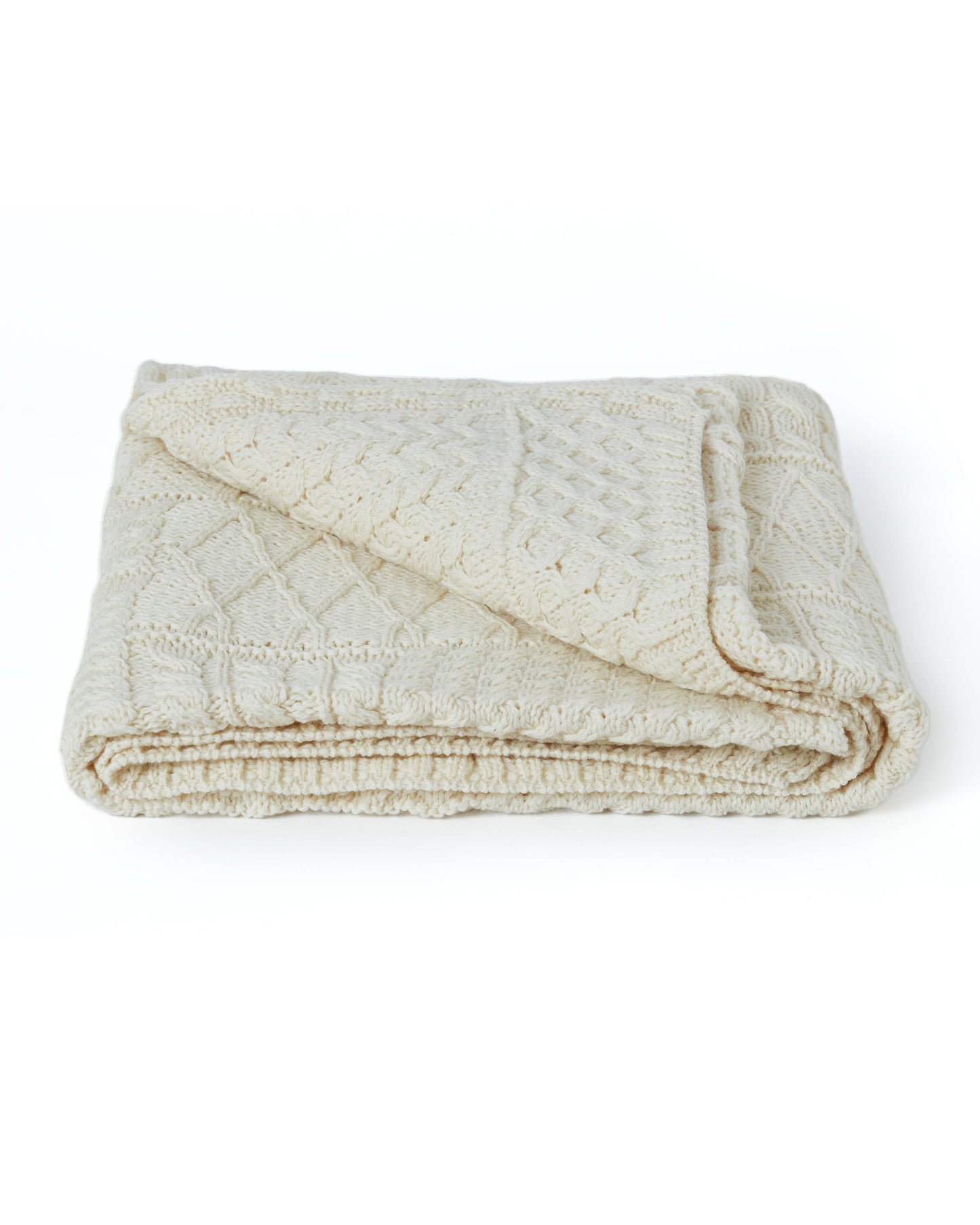 Keel Aran Patchwork Blanket - Cream