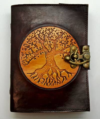 Tree of Life 2 Tone Embossed Leather Journal 5 x 7 inches