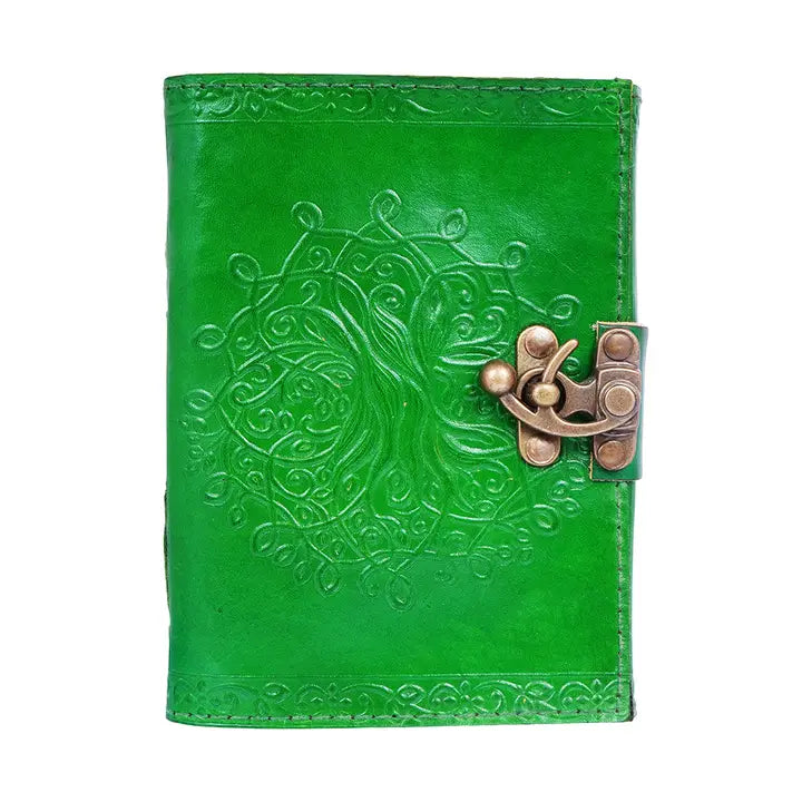 Green Tree of Life Leather Journal 5 X 7 Inches