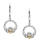 Claddagh Earrings with Gold Heart