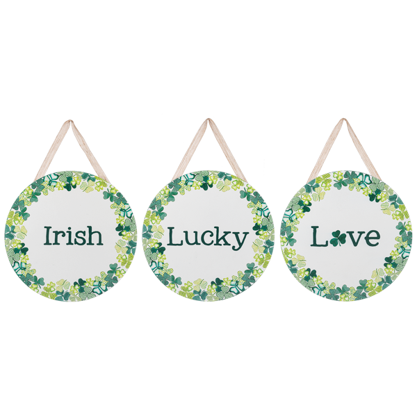 Love, Lucky, Irish in Shamrock Wreath Wall