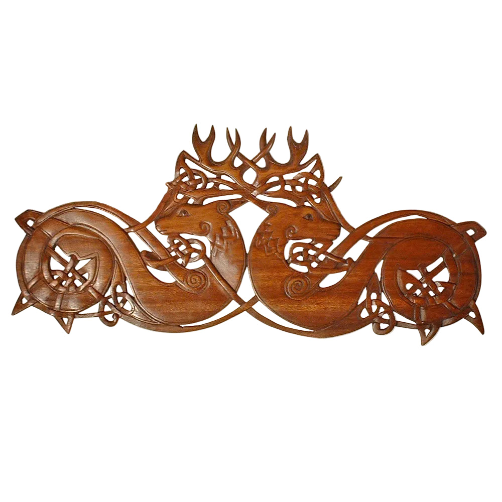 Double Stag Wood Carving