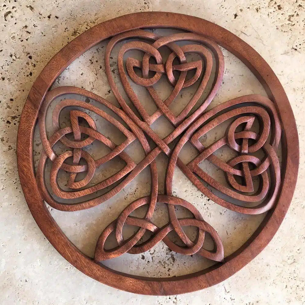 Shamrock Celtic Knot Wood Carving