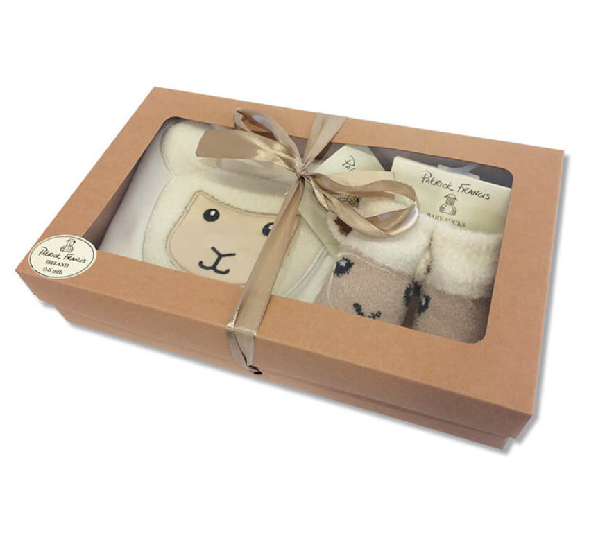 Cream Baby Sheep Booties and Onesie Gift Set