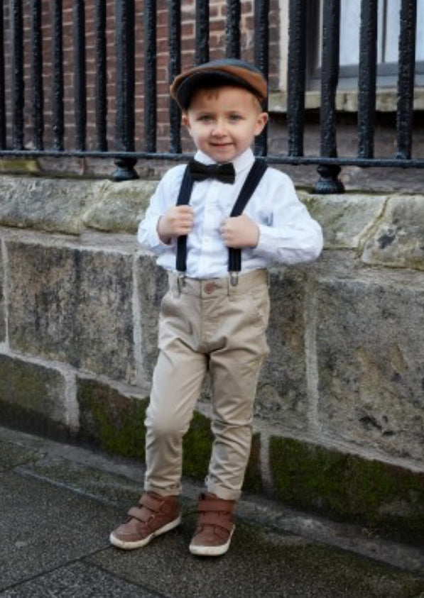 Kids Brown Tweed Flat Cap