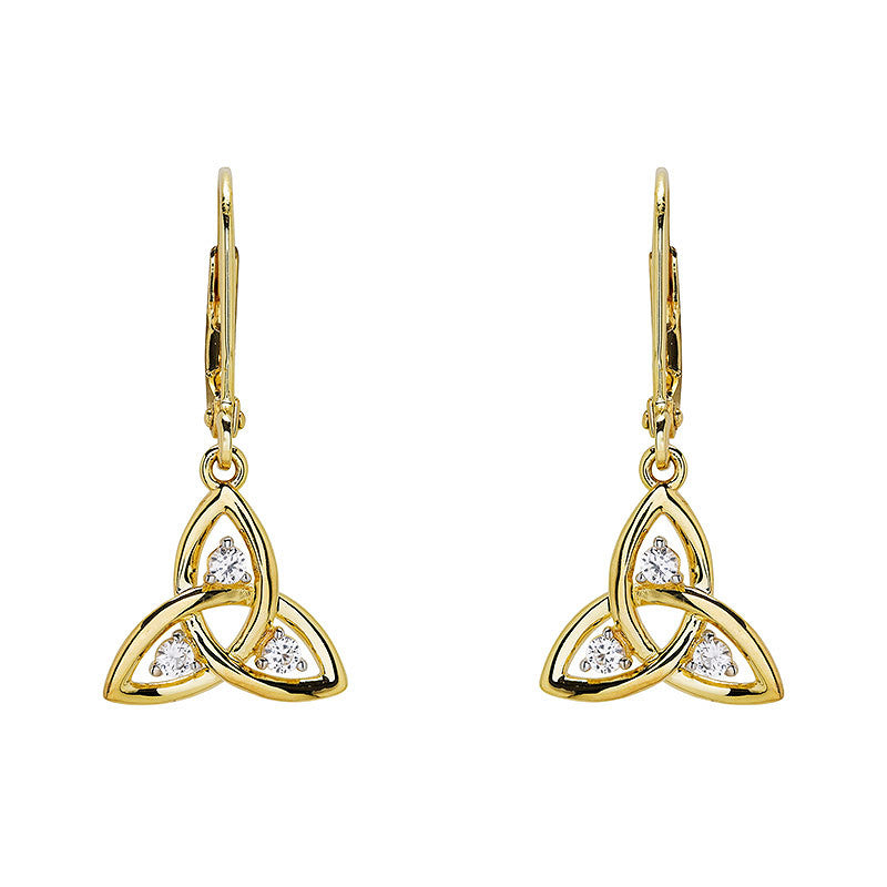 14kt Gold Vermeil Trinity Knot white Sapphire Drop Earrings