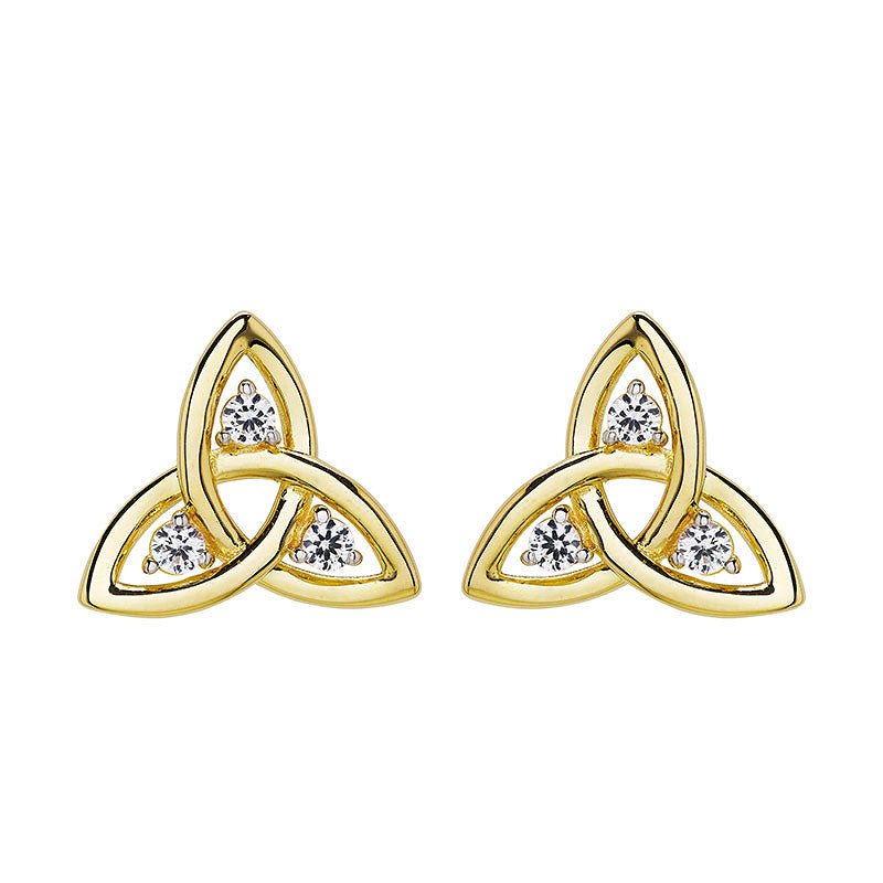 14kt Gold Vermeil Trinity Knot white Sapphire Drop Earrings