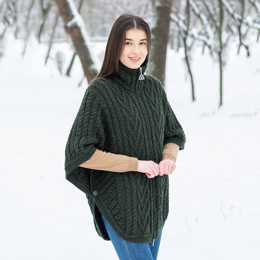Funnel Neck Poncho Jacket