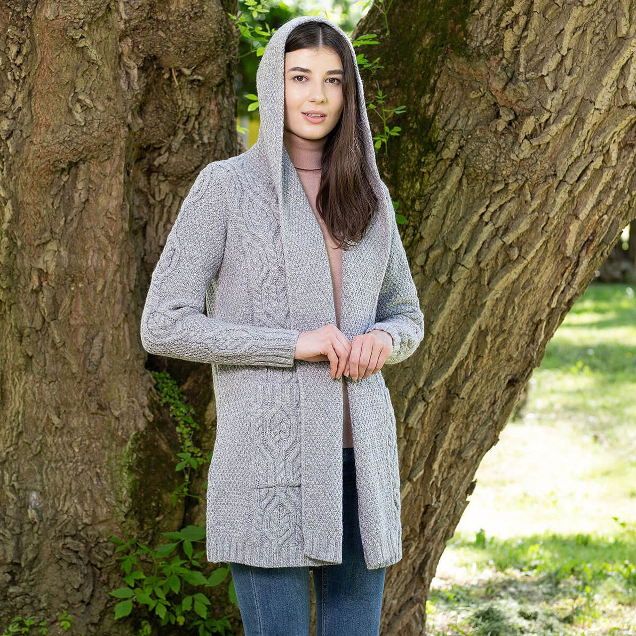 Classic Fit Long Cardigan with Hood