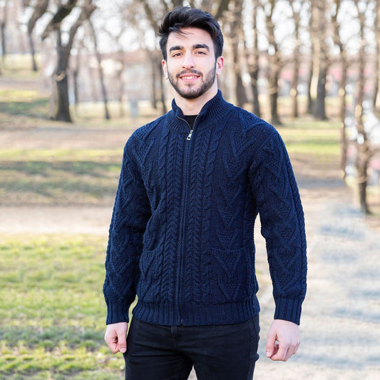 Irish Aran Zipper Cardigan
