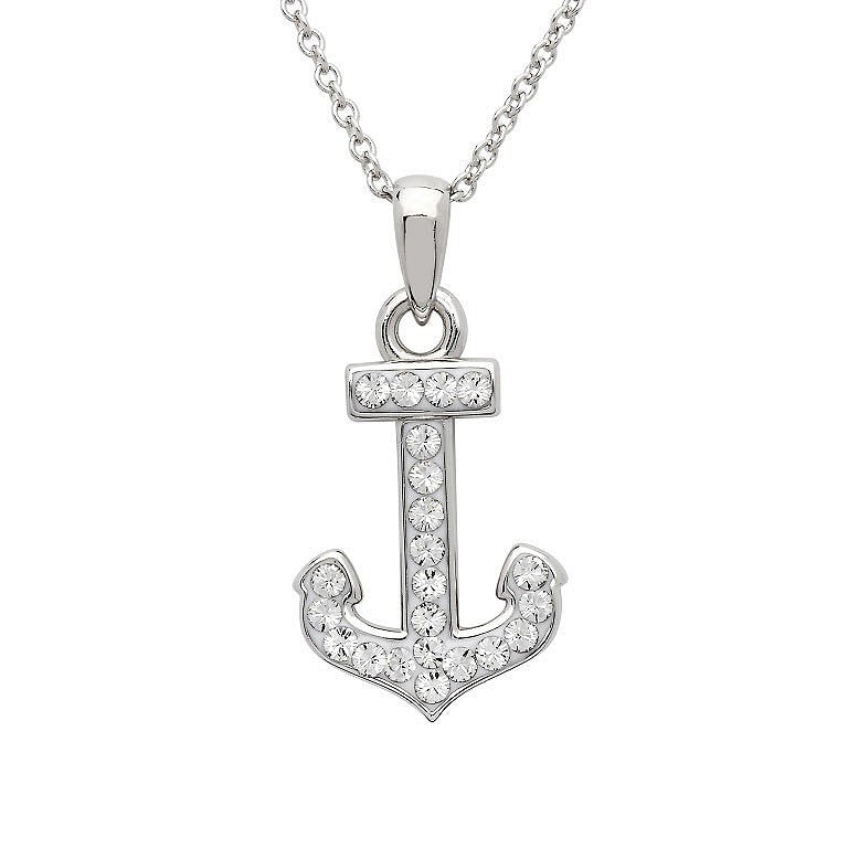 Sterling Silver Crystal Anchor Necklace