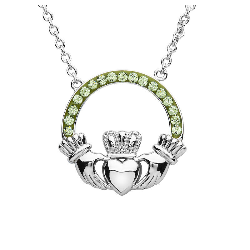 Platinum Peridot Claddagh Pendant