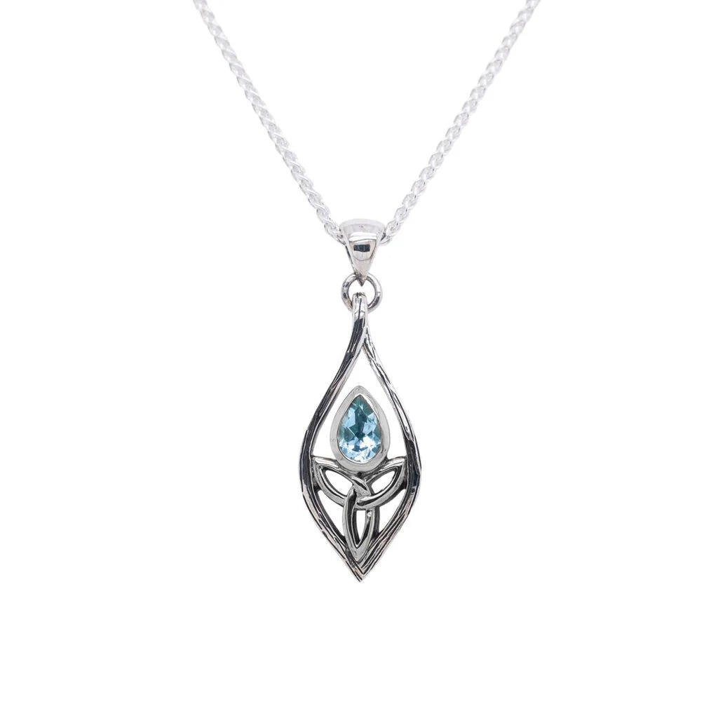Keith Jack's Silver Guardian Angel Pendant - Small - Blue Topaz
