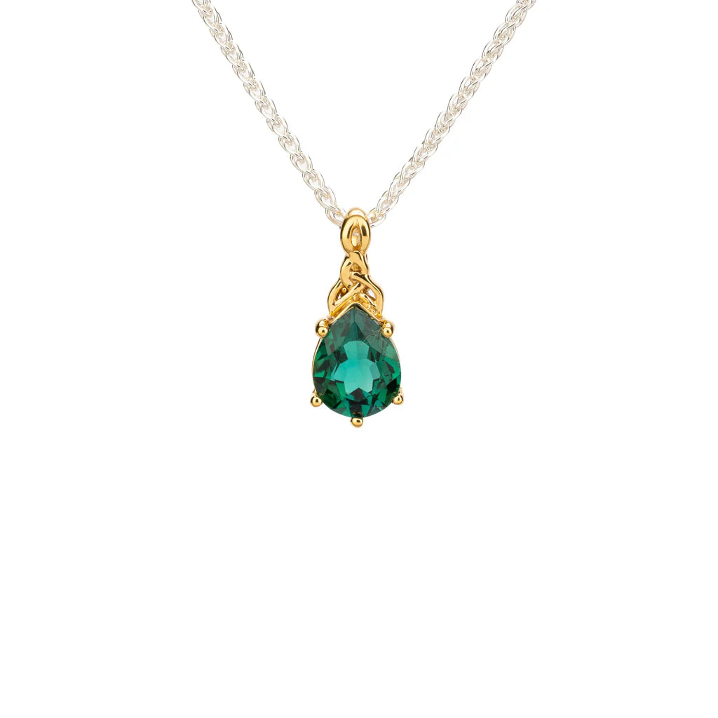24k Vermeil over Silver Lab Grown Emerald Trinity Pendant