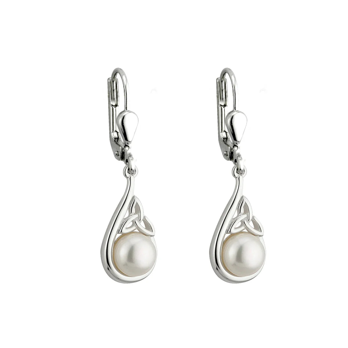 Freshwater Pearl Trinity Knot Drop Earrings