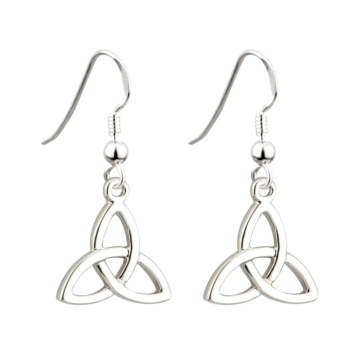 Rhodium Plated Lucky Trinity Knot Earrings