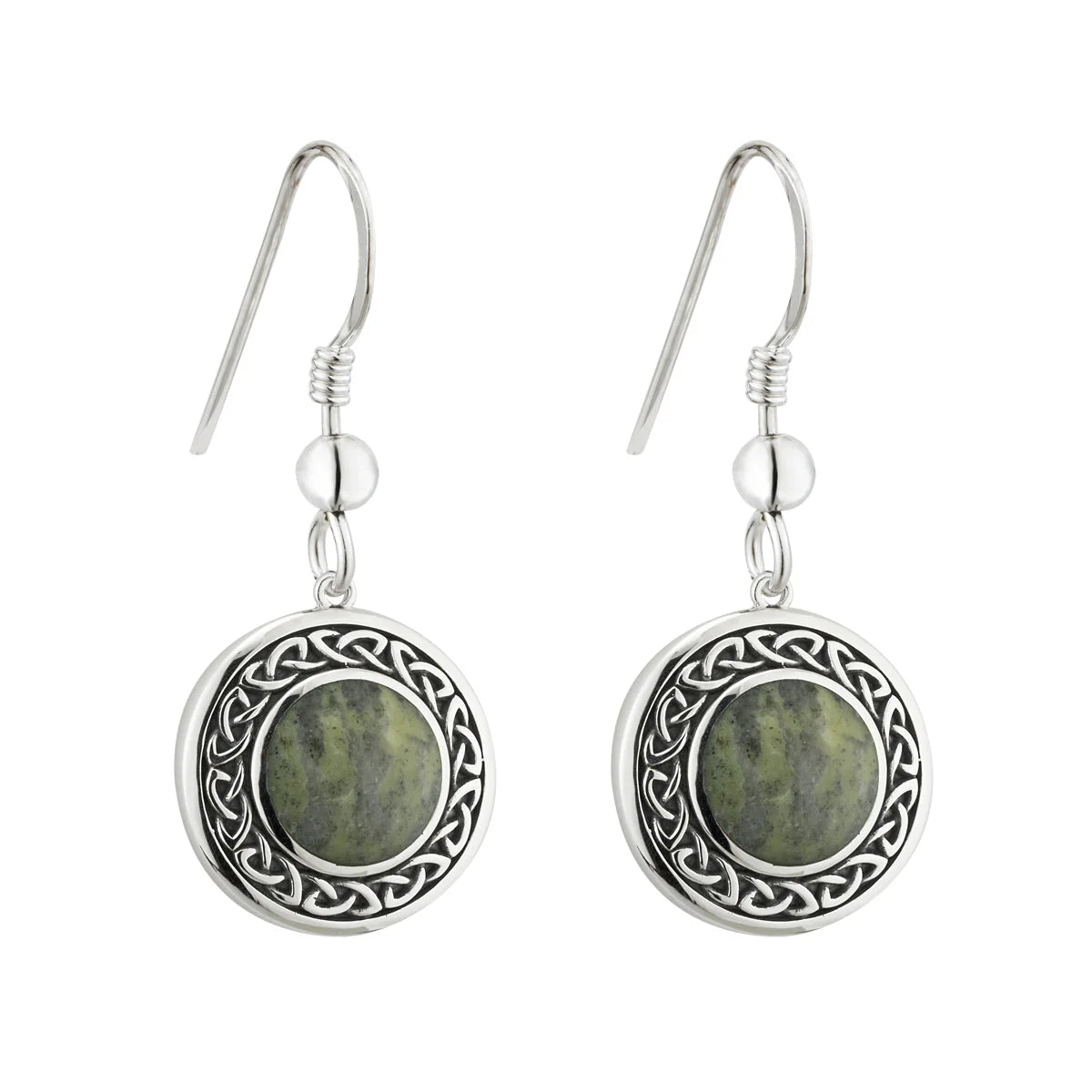 Connemara Marble Round Celtic Drop Earrings