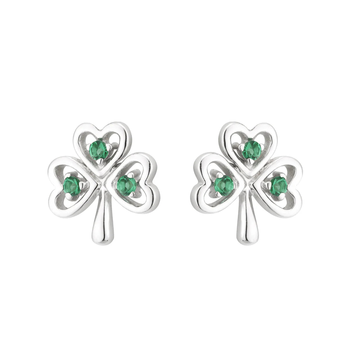 Silver Acara Crystal Shamrock Stud Earrings