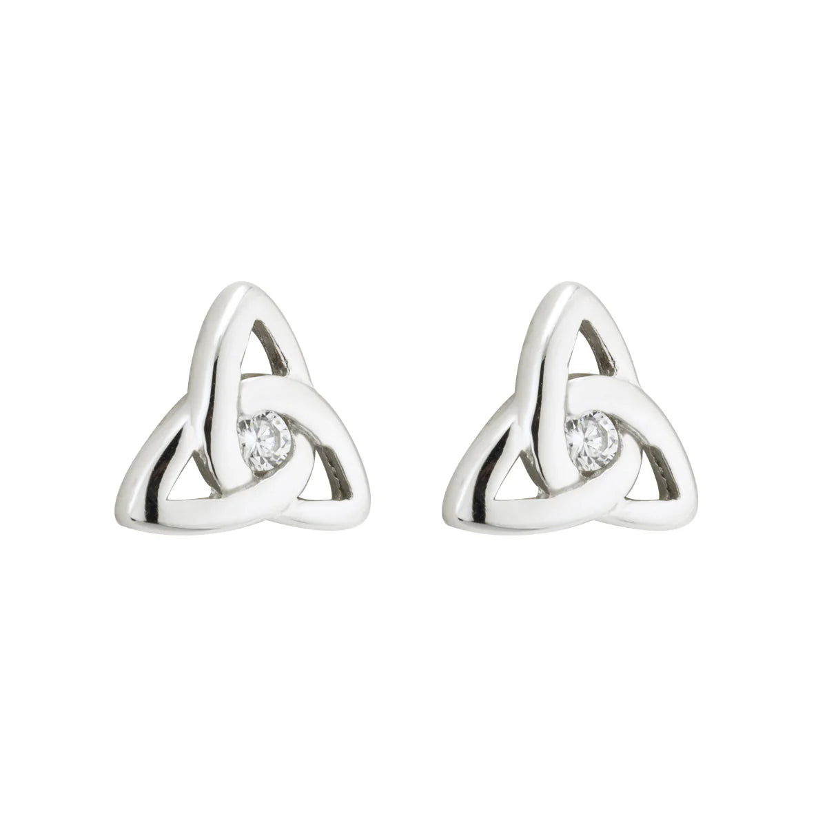 S338472 - Acara - Sterling Silver Crystal Trinity Knot Stud Earrings