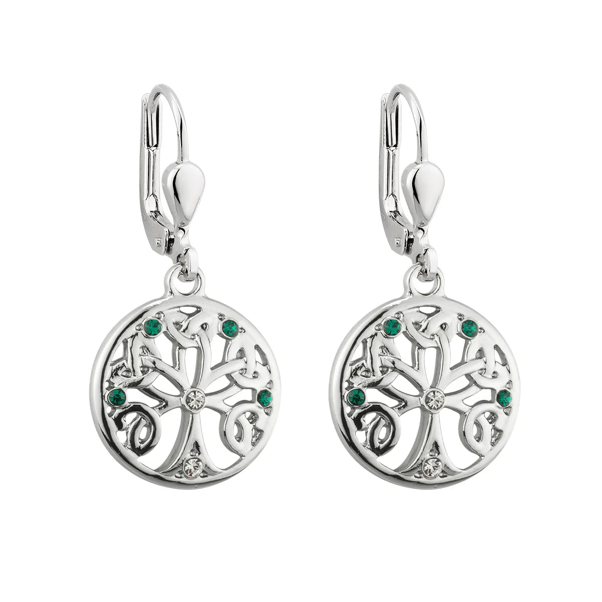 Rhodium Crystal Tree of Life Earrings