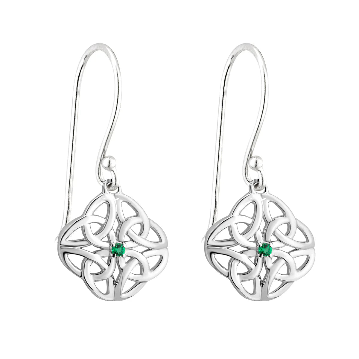 Silver Acara Crystal Celtic Knot Drop Earring