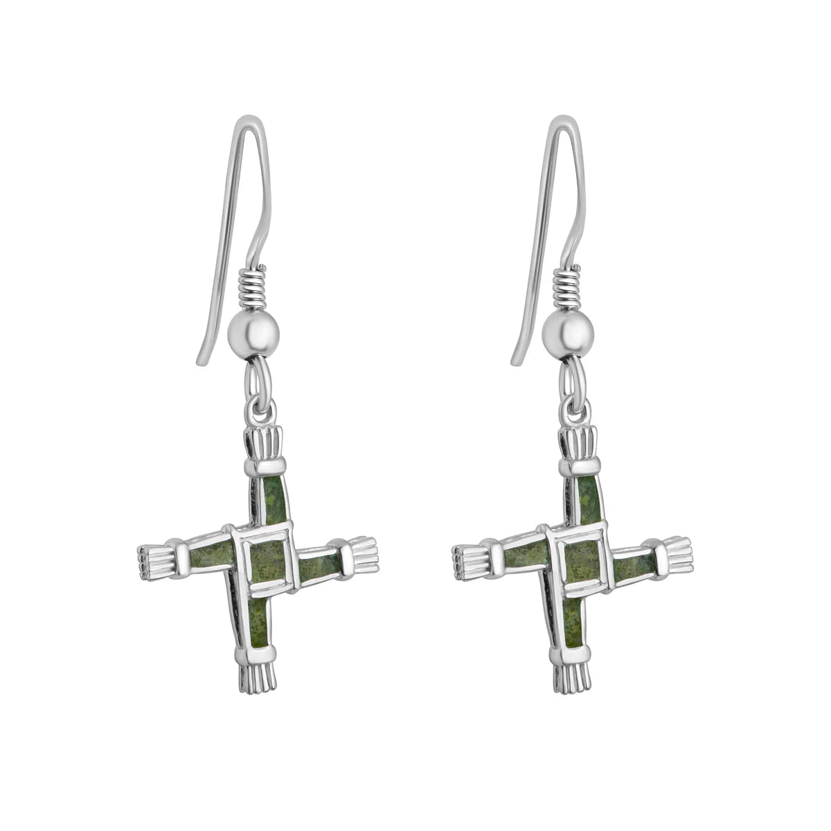 Connemara Marble St Brigids Cross Drop Earrings