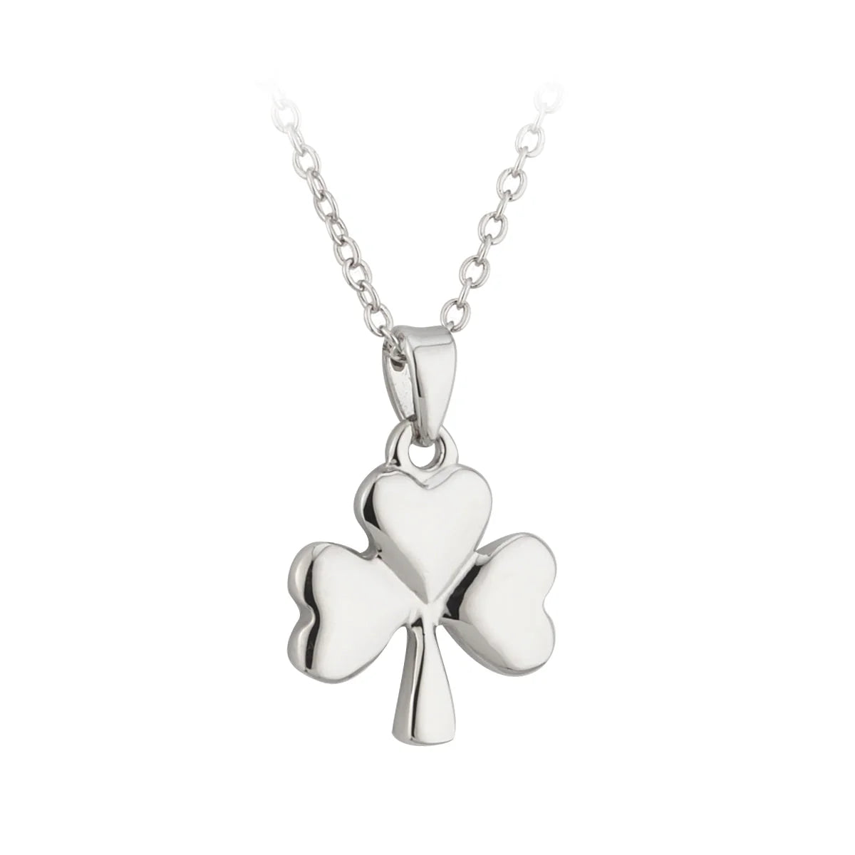 Rhodium Plated Lucky Shamrock Pendant
