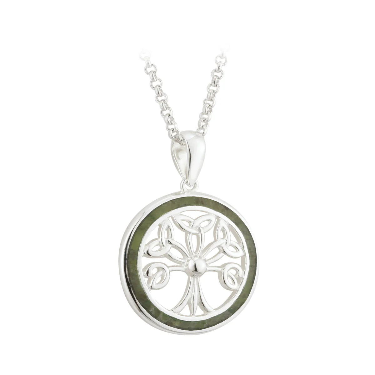 Connemara Marble Irish Tree Of Life Round Pendant