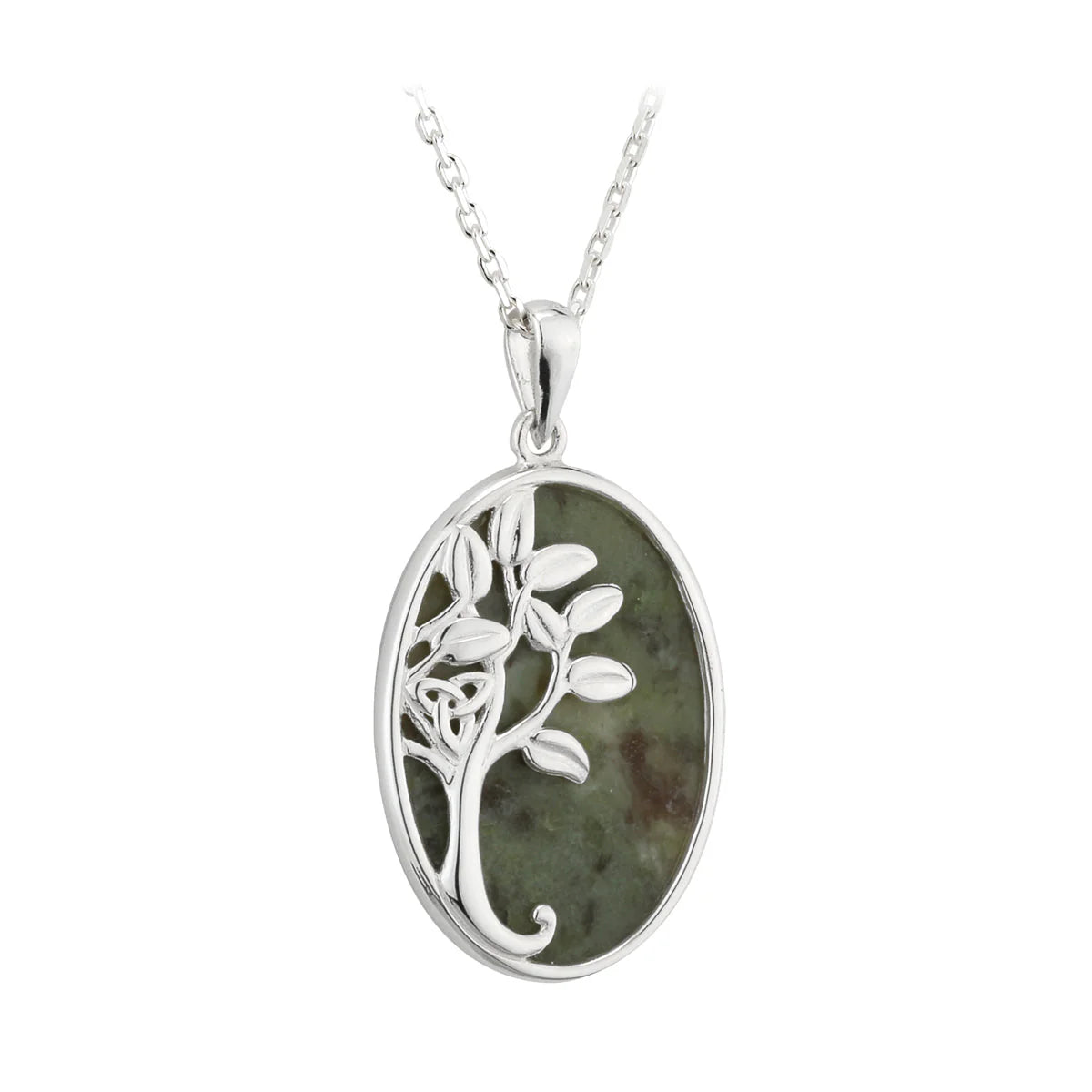 Connemara Marble Oval Irish Tree Of Life Necklace