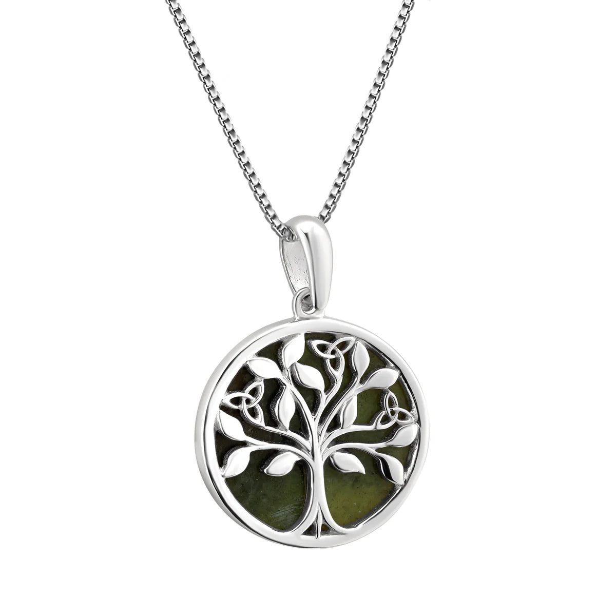 Silver Connemara Marble Tree Of Life Necklace