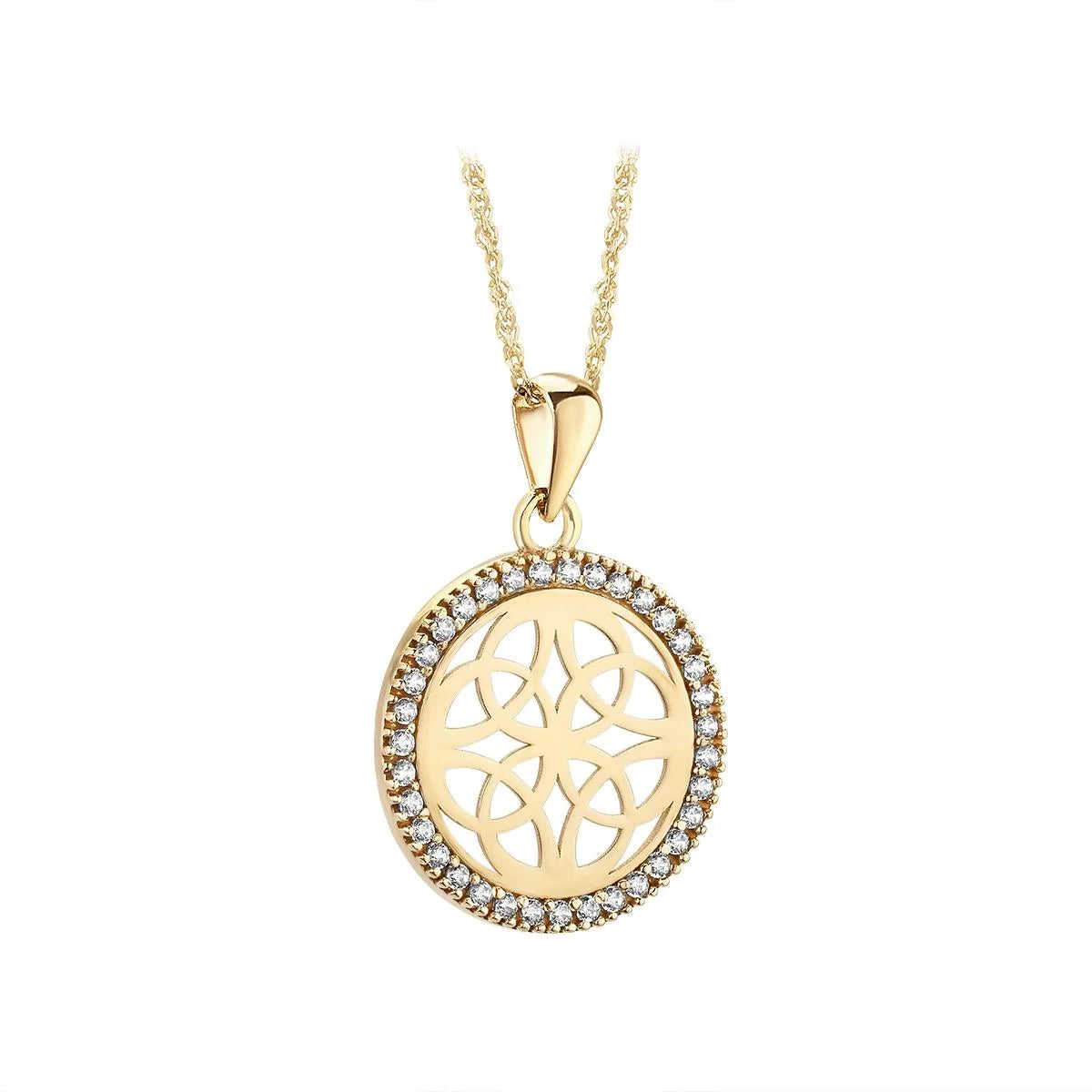9K Gold Cz Round Four Trinity Knots Pendant