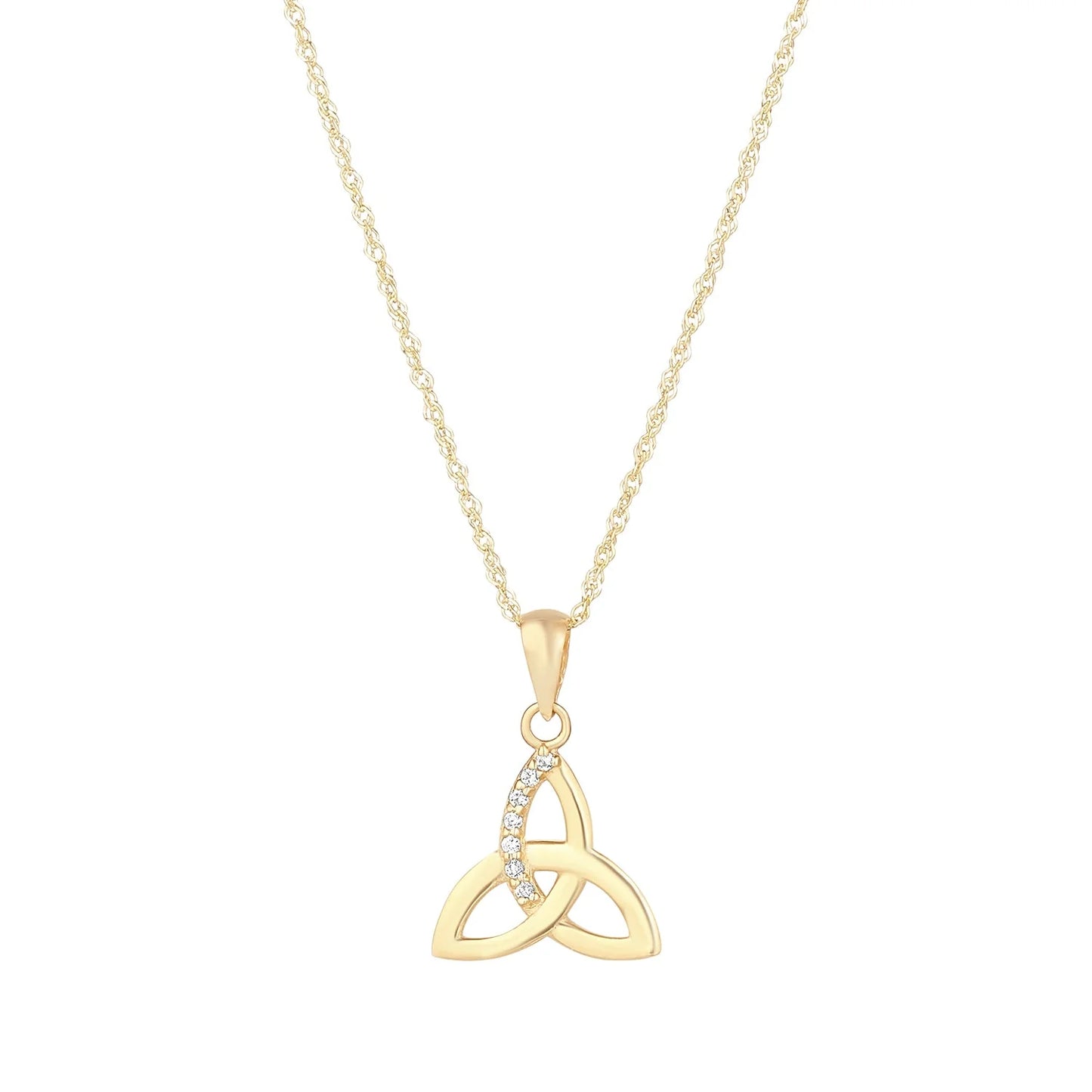 9K Gold Cz Trinity Knot Necklace