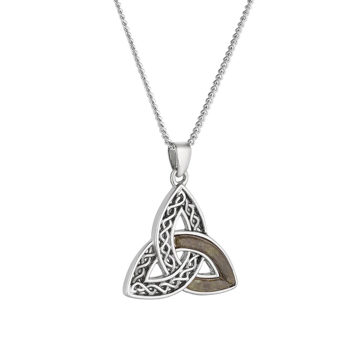 Rhodium Celtic Marble Trinity Knot Pendant