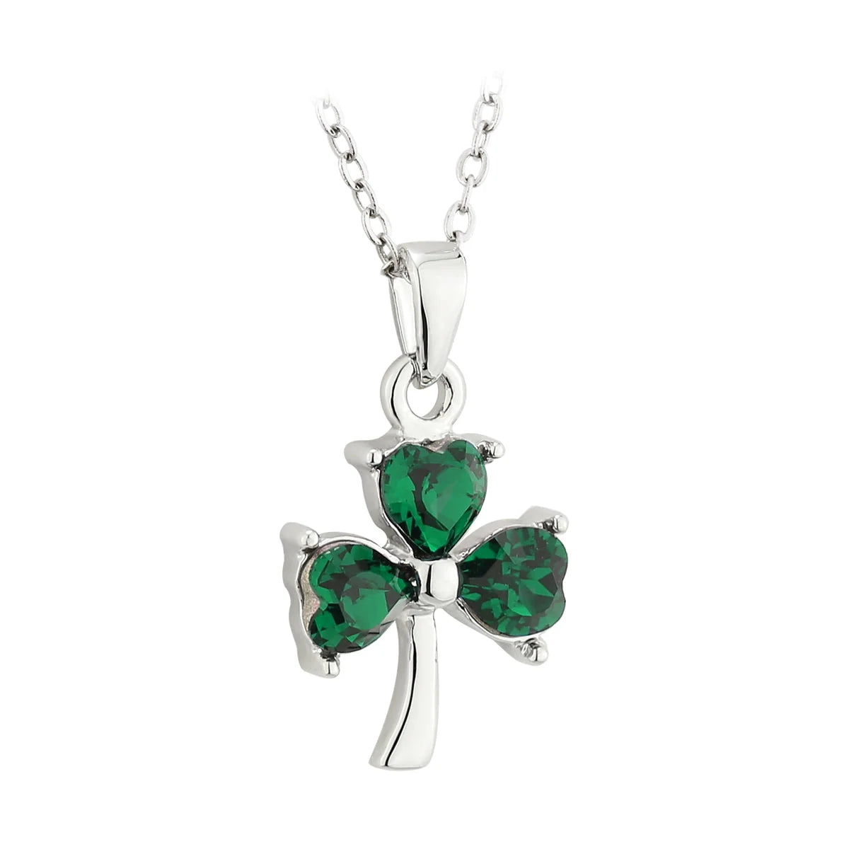 Sterling Silver Crystal Shamrock Pendant