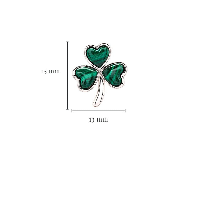 Sterling Silver Malachite Shamrock stud Earrings