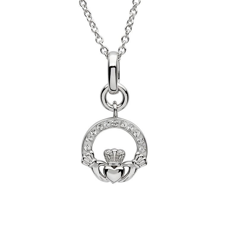 Sterling Silver Swarovski Claddagh Pendant