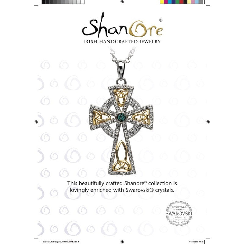 Trinity Gold Plated Cross Embellished With Crystals