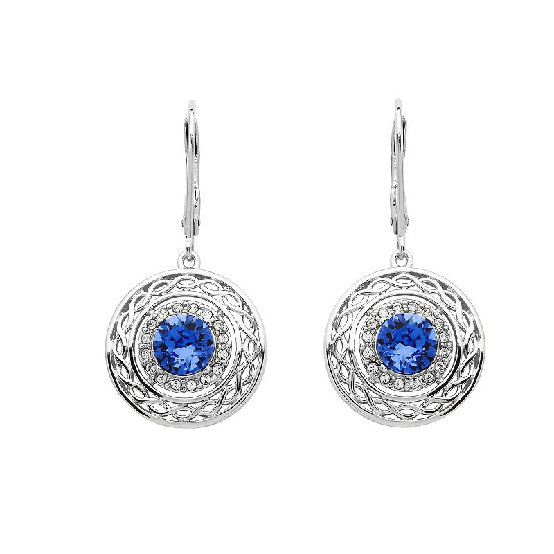 Round Sapphire Celtic Earrings
