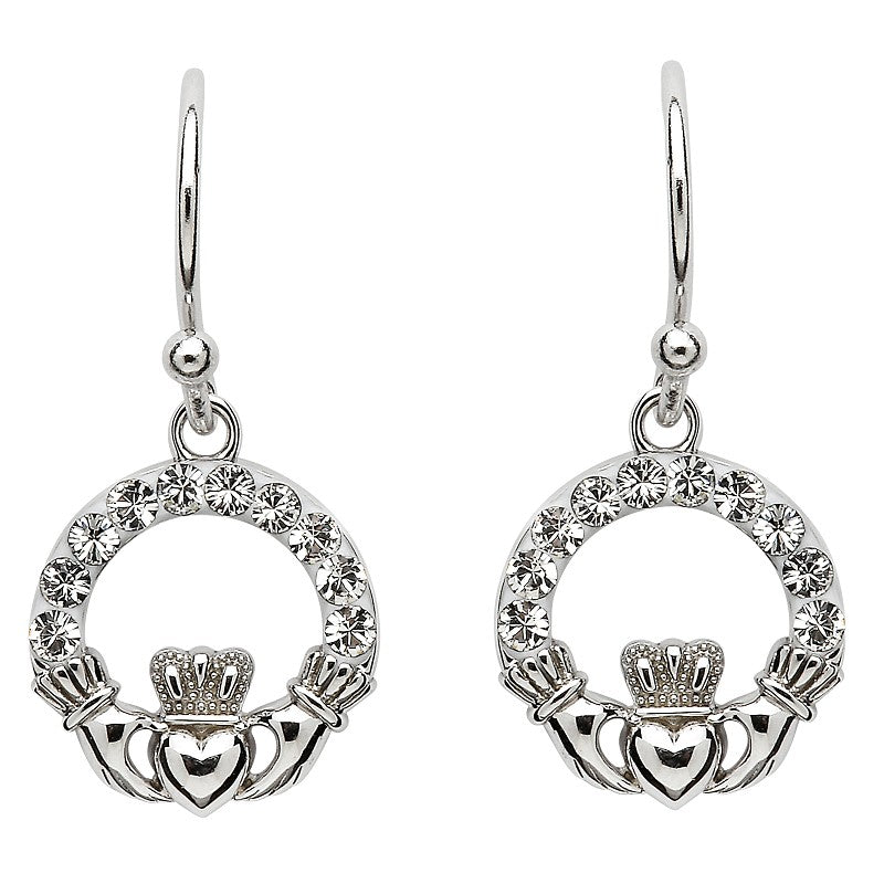 Claddagh Earrings Adorned With Crystals