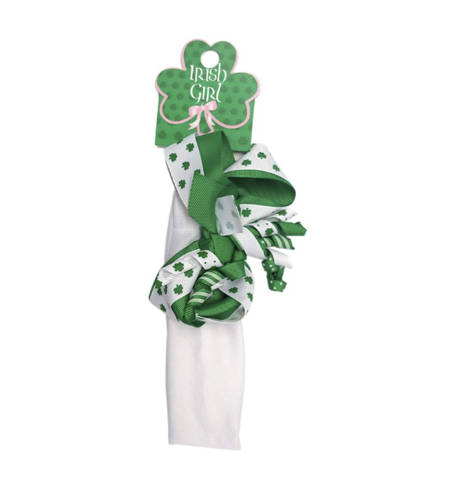 Green & White Shamrock Kids Hairband