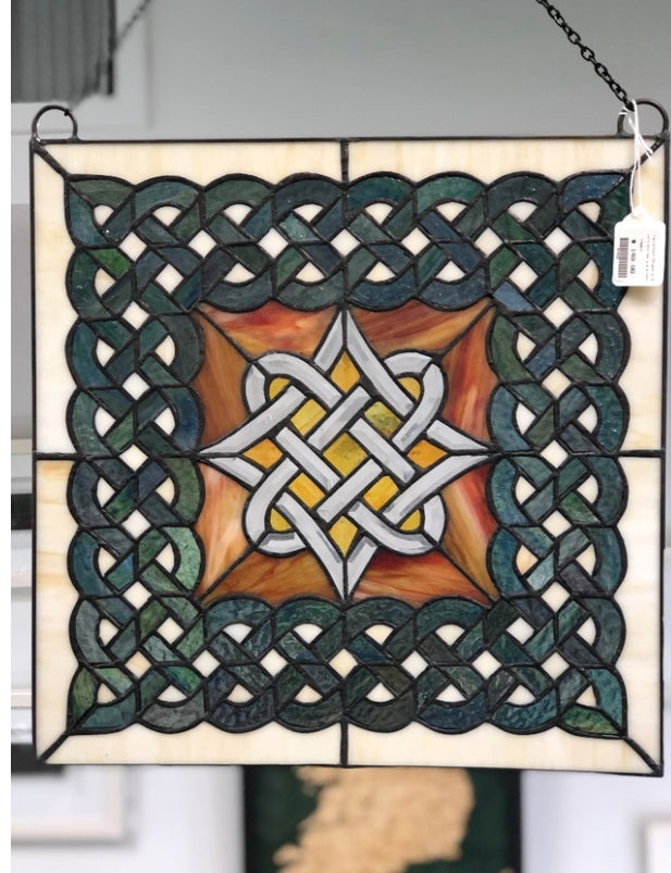 Celtic Diamond Stained Glass Window