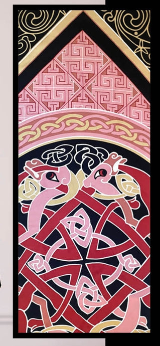Baby Pink and Beige Book of Kells Celtic Scarf