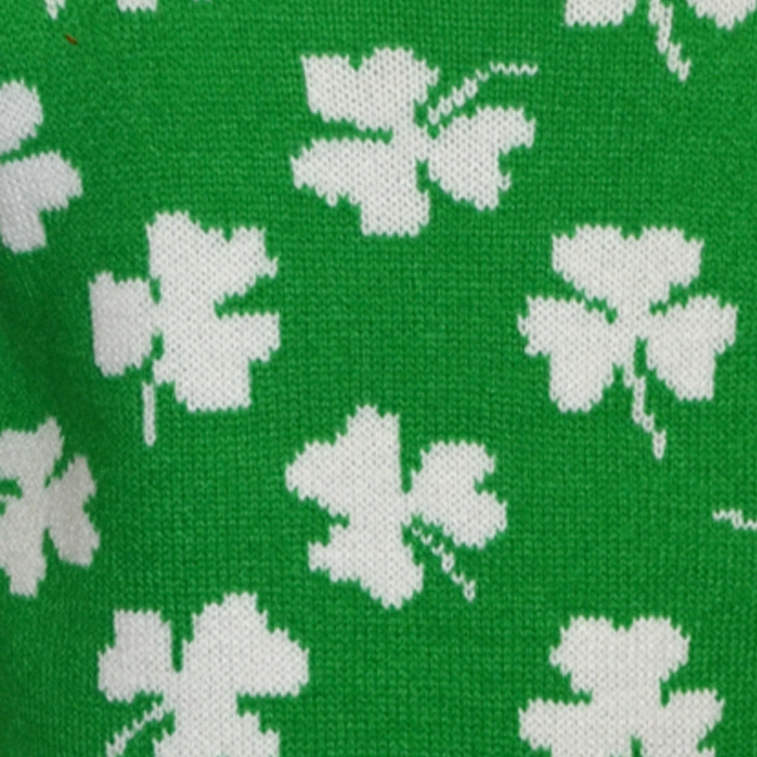 Shamrock All Over Knit Kids Jumper in Green & Cream