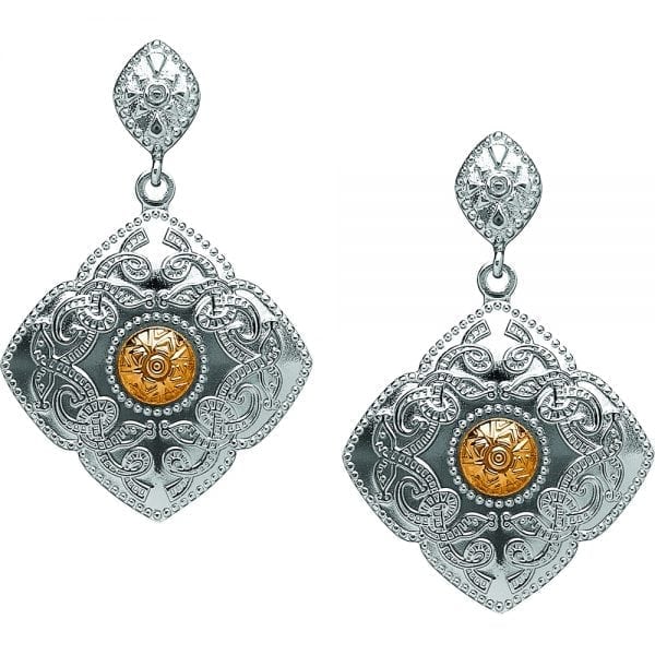 Kite Shaped Celtic Warrior ® Earrings with 18K Gold Bead