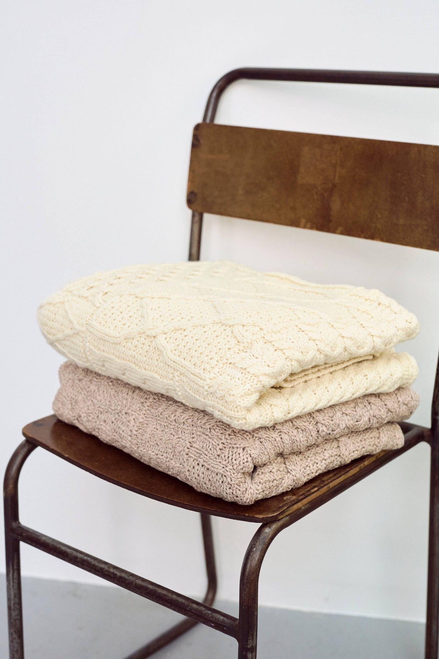 Keel Aran Patchwork Blanket - Cream