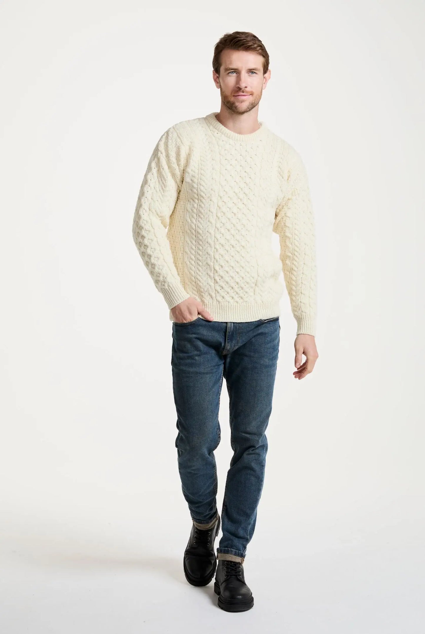 Inishbofin Men's Traditional Aran Sweater