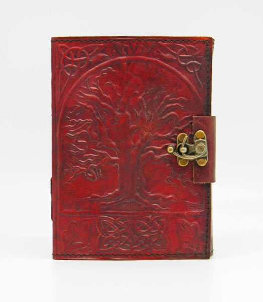Small Tree of Life Leather Journal with Metal Lock 3 1/2 x 5 inches
